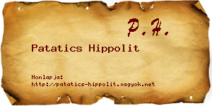 Patatics Hippolit névjegykártya